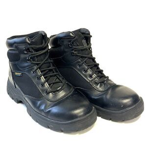 SKECHERS Tactical HydroGuard Hiking Work Boots Black Leather